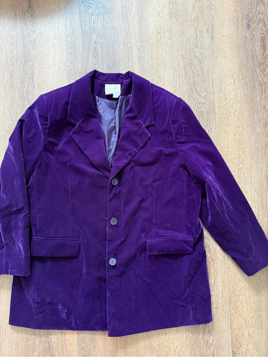 Roaman's Jackets & Blazers - Roaman's Women's Plus Size Royal Purple Velvet 3-Button Blazer Jacket